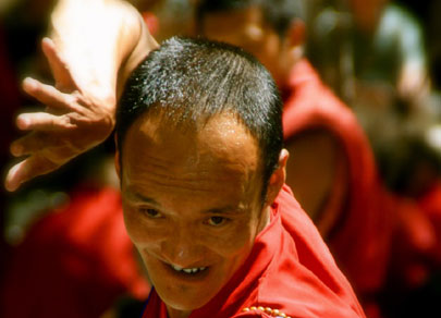 A monk debating, Tibet